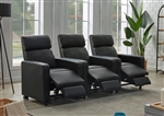 Reeva 3 Piece 3 Seater Black Theater Seating by Coaster - 600181-S3B