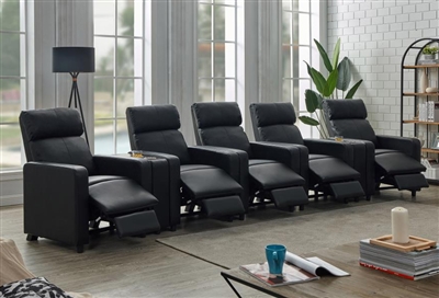 Reeva 7 Piece 5 Seater Black Theater Seating by Coaster - 600181-S5B