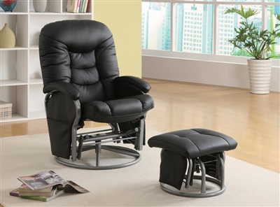 Black Leatherette Glider with Matching Ottoman by Coaster - 600227