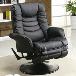 Black Leatherette Swivel Recliner by Coaster - 600229