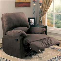 Bagio Glider Recliner in Chocolate Brown Microfiber by Coaster - 600266G