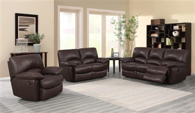 Clifford 2 Piece Reclining Living Room Set in Chocolate Brown Leather by Coaster - 600281-S2