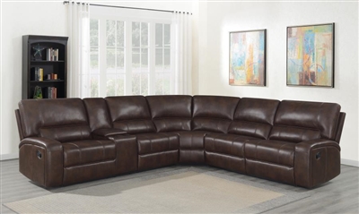 Brunson 5 Piece Reclining Sectional in Brown Performance Leatherette by Coaster - 600440-05
