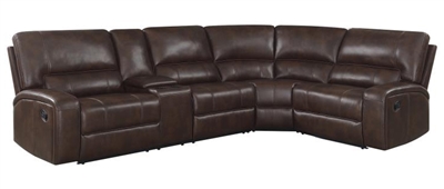 Brunson 5 Piece Reclining Sectional in Brown Performance Leatherette by Coaster - 600440-5