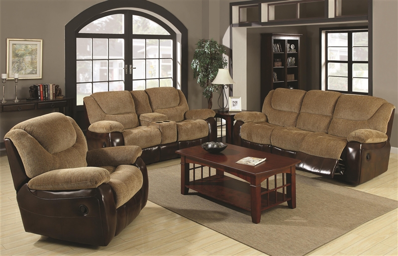 2 Piece Reclining Sofa Set in Two Tone Upholstery by Coaster - 600921S
