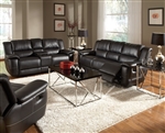 Lee 2 Piece Reclining Sofa Set in Black Leather Upholstery by Coaster - 601061-S