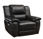 Lee Glider Recliner in Black Leather Upholstery by Coaster - 601063