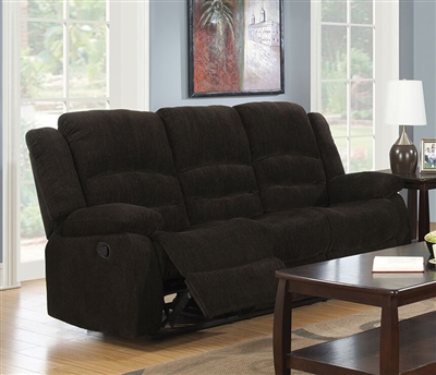 Gordon Reclining Sofa in Dark Brown Chenille Upholstery by Coaster - 601461