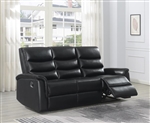 Dario Reclining Sofa in Black Performance Leatherette Upholstery by Coaster - 601514