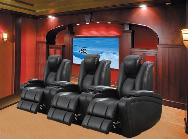 Element 3 Piece Power Theater Seating, Leather Theater Chairs