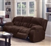 Weissman Reclining Sofa in Chocolate Brown Padded Textured Fleece by Coaster - 601924