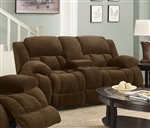 Weissman Reclining Console Loveseat in Brown Chenille by Coaster - 601925