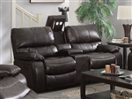 Willemse Reclining Console Loveseat in Dark Brown Leatherette Upholstery by Coaster - 601932