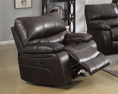 Willemse Glider Recliner in Dark Brown Leatherette Upholstery by Coaster - 601933