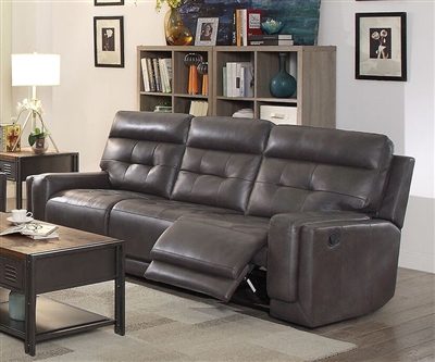 Trenton Reclining Sofa in Dark Grey Leatherette Upholstery by Coaster - 602064