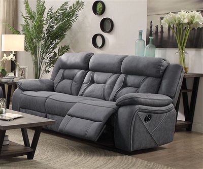 Higgins Reclining Sofa in Grey Performance Coated Microfiber Upholstery by Coaster - 602261