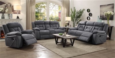 Higgins 2 Piece Reclining Living Room Set in Grey Performance Coated Microfiber Upholstery by Coaster - 602261-S