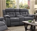 Higgins Reclining Console Loveseat in Grey Performance Coated Microfiber Upholstery by Coaster - 602262