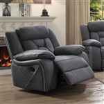 Higgins Glider Recliner in Grey Performance Coated Microfiber Upholstery by Coaster - 602263