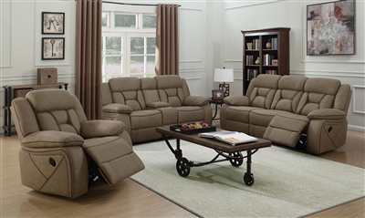 Higgins 2 Piece Reclining Living Room Set in Tan Performance Coated Microfiber Upholstery by Coaster - 602264-S