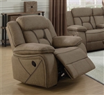 Higgins Glider Recliner in Tan Performance Coated Microfiber Upholstery by Coaster - 6022636