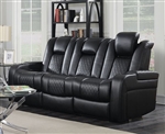 Delangelo Power Sofa in Black Leather Like Upholstery by Coaster - 602301P