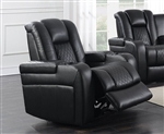 Delangelo Power Recliner in Black Leather Like Upholstery by Coaster - 602303P