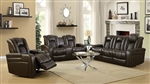 Delangelo 2 Piece Power Recline Sofa Set in Brown Leather Like Upholstery by Coaster - 602304P-S