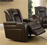 Delangelo Power Recliner in Brown Leather Like Upholstery by Coaster - 602306P