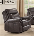 Sawyer Glider Recliner in Brown Leatherette Upholstery by Coaster - 602333