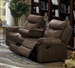 Sawyer Reclining Sofa with Drop Down Table in Macchiato Brown Performance Microfiber Upholstery by Coaster - 602334