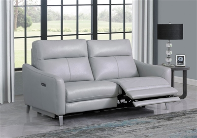 Derek Power Reclining Sofa in Light Grey Leatherette Upholstery by Coaster - 602501P