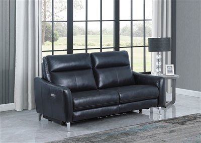 Derek Power Reclining Sofa in Blue Leatherette Upholstery by Coaster - 602507P
