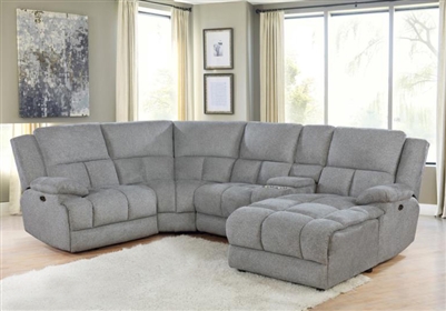 Belize 5 Piece Reclining Sectional in Grey Performance Fabric by Coaster - 602560-05