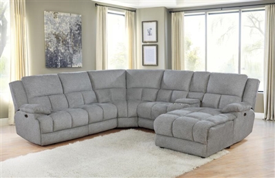 Belize 6 Piece Reclining Sectional in Grey Performance Fabric by Coaster - 602560-6