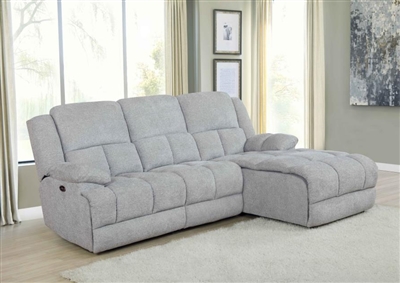 Belize 3 Piece Power Reclining Sectional in Grey Performance Fabric by Coaster - 602560P-3