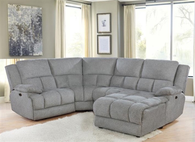 Belize 4 Piece Power Reclining Sectional in Grey Performance Fabric by Coaster - 602560P-4