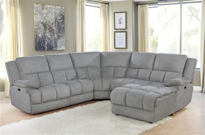 Belize 5 Piece Power Reclining Sectional in Grey Performance Fabric by Coaster - 602560P-5