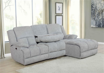 Belize 3 Piece Power Reclining Sectional in Grey Performance Fabric by Coaster - 602560PA