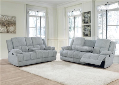 Belize 2 Piece Reclining Living Room Set in Grey Performance Fabric by Coaster - 602561-S2