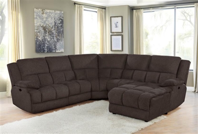 Belize 5 Piece Reclining Sectional in Brown Performance Fabric by Coaster - 602570-5