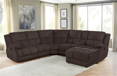 Belize 6 Piece Reclining Sectional in Brown Performance Fabric by Coaster - 602570-6