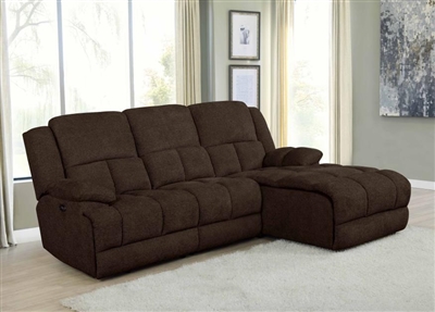 Belize 3 Piece Reclining Sectional in Brown Performance Fabric by Coaster - 602570A3
