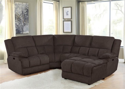 Belize 4 Piece Power Reclining Sectional in Brown Performance Fabric by Coaster - 602570P-4