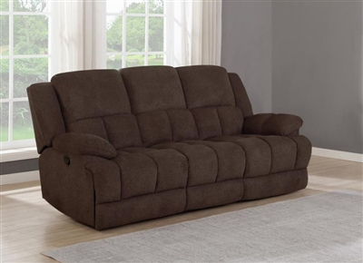 Belize Reclining Sofa in Brown Performance Fabric by Coaster - 602571
