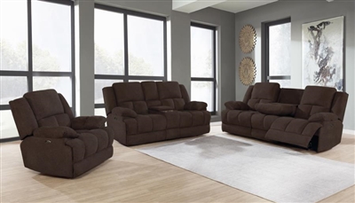 Belize 2 Piece Reclining Living Room Set in Brown Performance Fabric by Coaster - 602571-S2