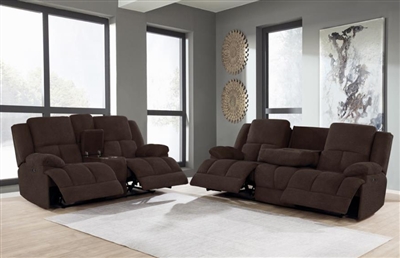 Belize 2 Piece Power Reclining Living Room Set in Brown Performance Fabric by Coaster - 602571P-SET