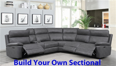 Albany BUILD YOUR OWN Power Sectional in Grey Leatherette by Coaster - 603270-BYO
