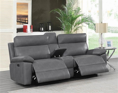Albany 3 Piece Console Power Loveseat in Grey Leatherette by Coaster - 603272PP