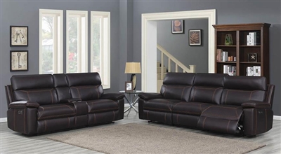 Albany 2 Piece Power Living Room Set in Brown Leatherette by Coaster - 603291-S
